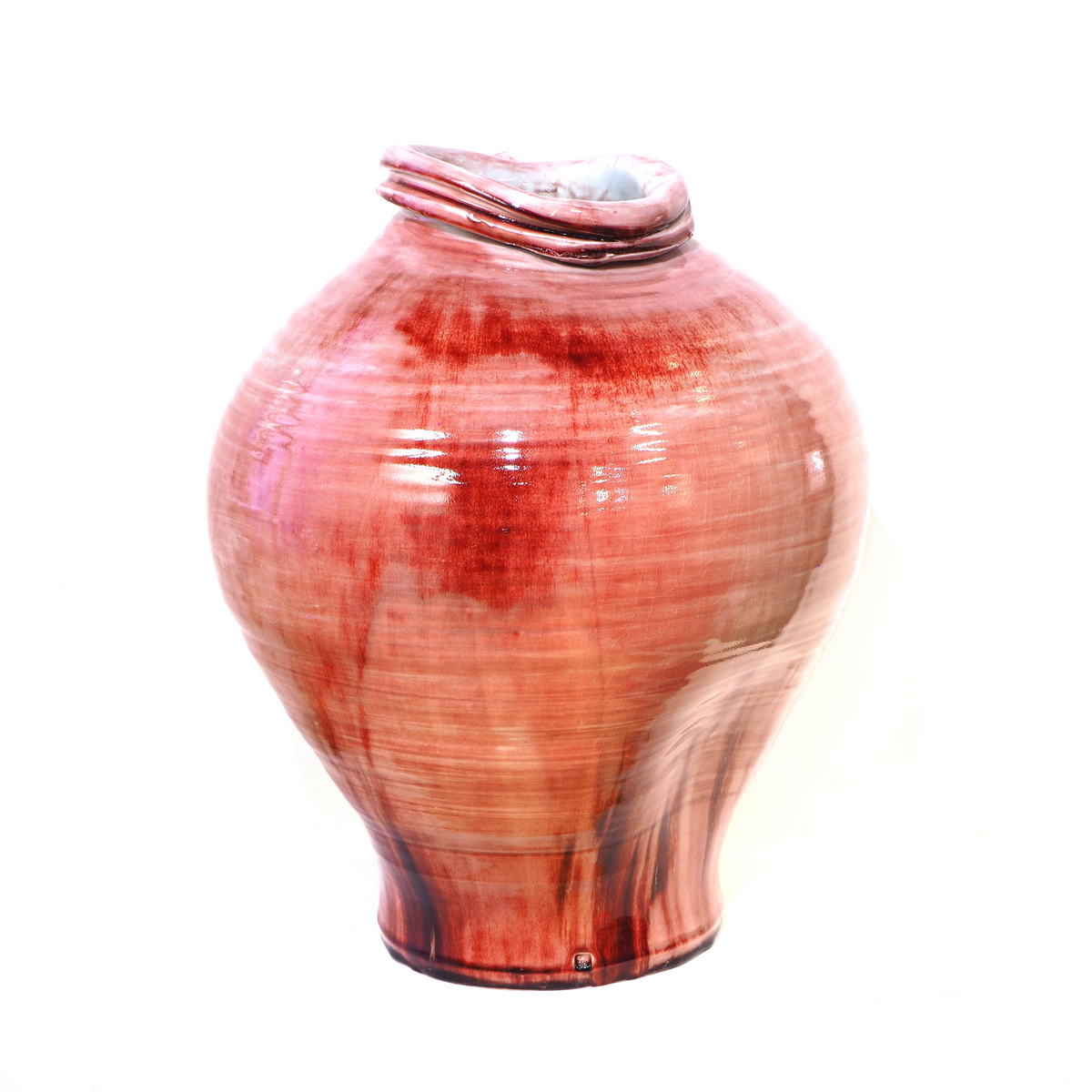 Stretched porcelain oxblush jar