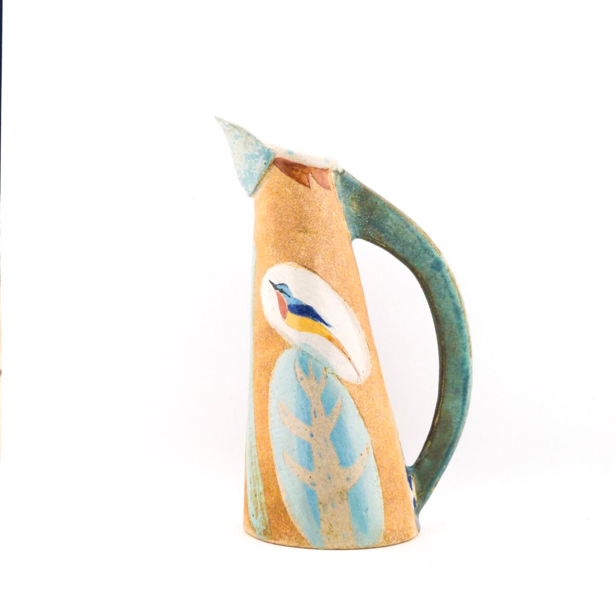 Bird Jug, turquoise handle H:36cm