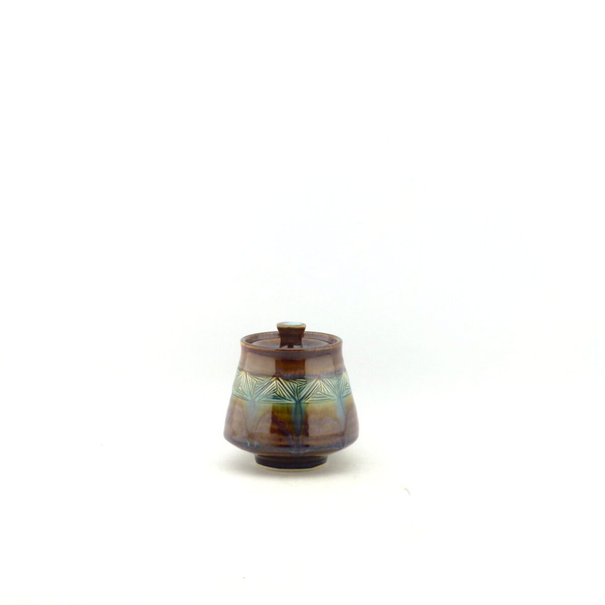 Lidded Jar with triangle design h:12cm - Image 3