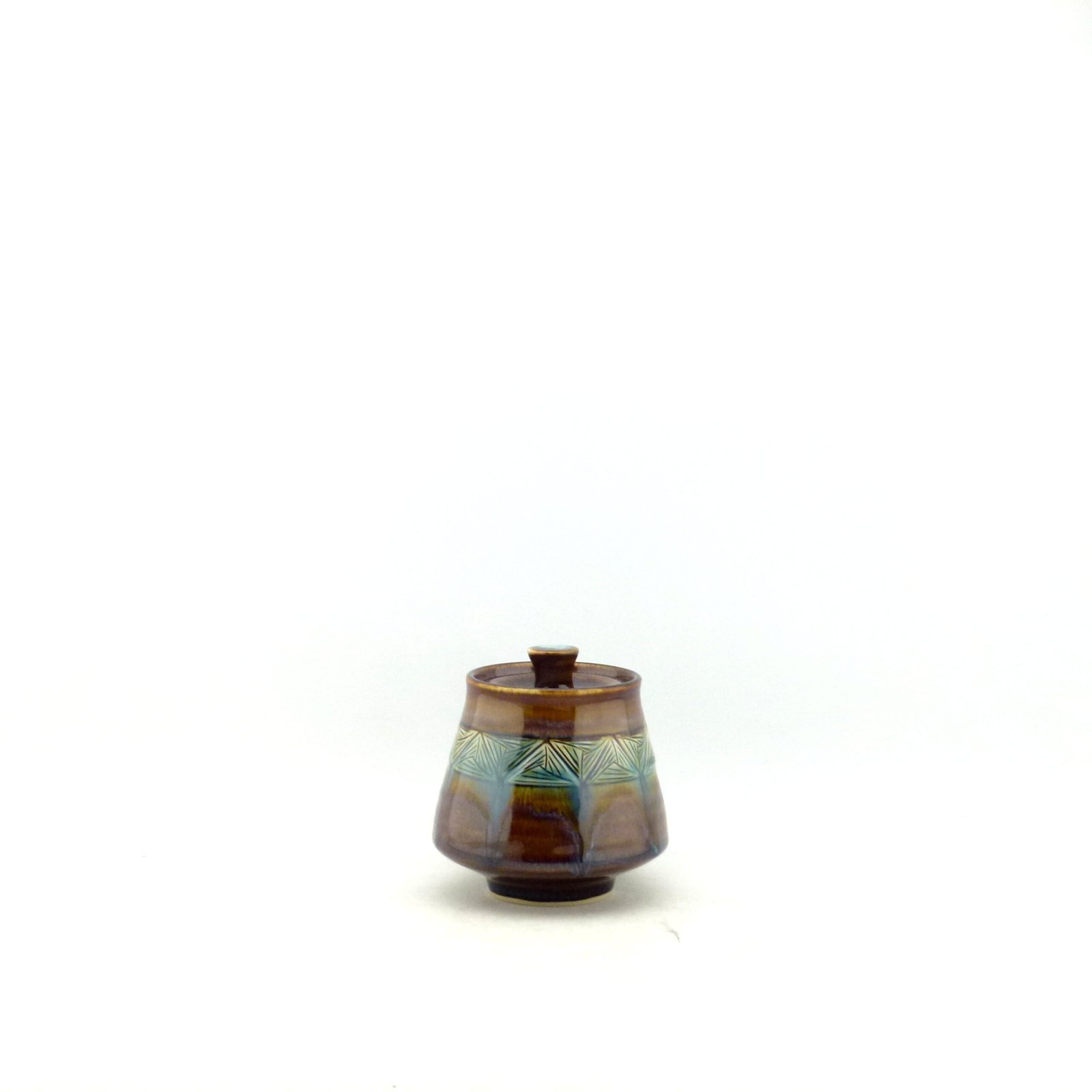 Lidded Jar with triangle design h:12cm